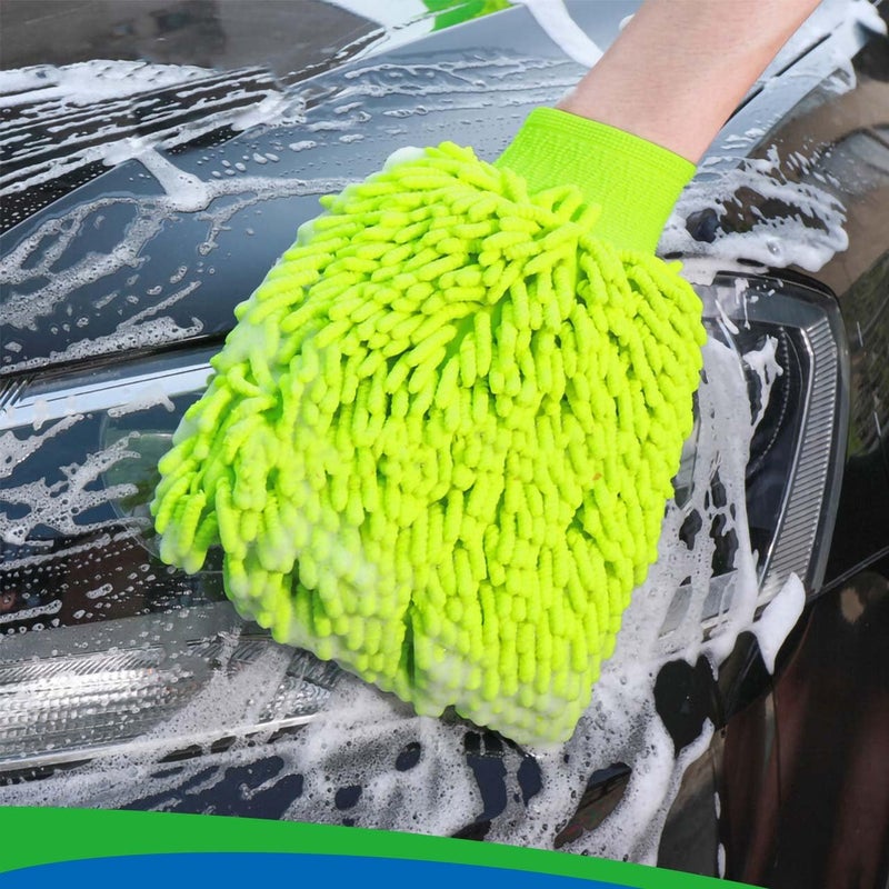 HeGangLy 2 Pack Car Wash Mitt Microfiber Chenille Car Wash Mitt Scratch Free for Cars Cleaning,Home Cleaning Mitts(Green/Blue). - Image 5
